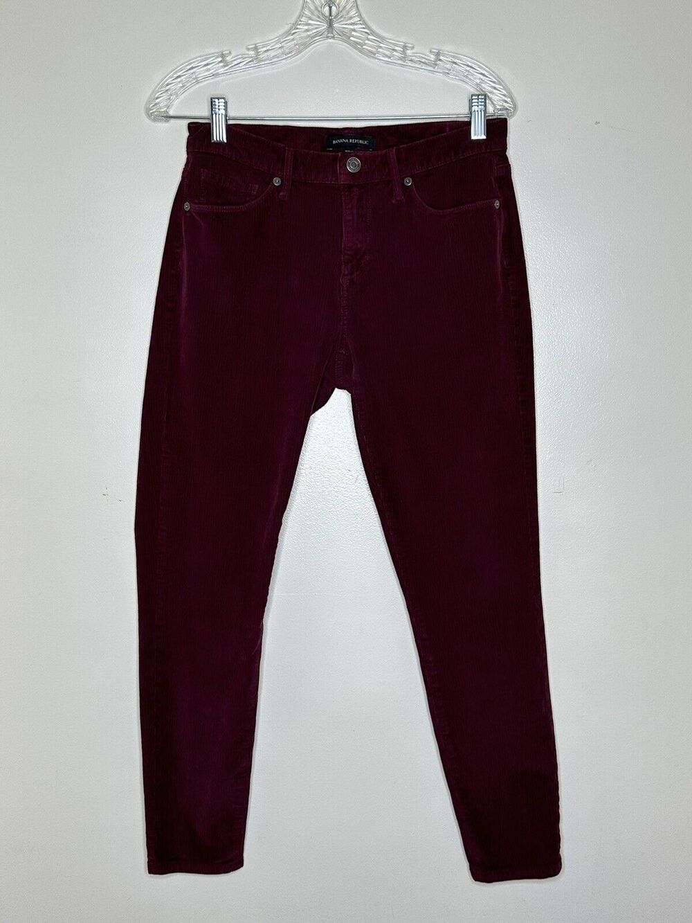 Banana Republic Womens Pants 27 Maroon Skinny Corduroy Stretch Mid Rise Casual